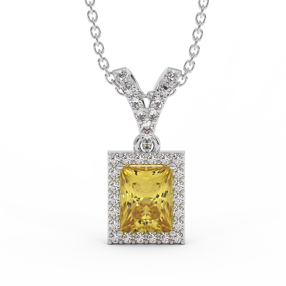 18K Gold Diamond Cetrine Pendant